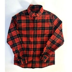 BANANA REPUBLIC Mens Organic Cotton Untucked Plaid Flannel Shirt Small Red